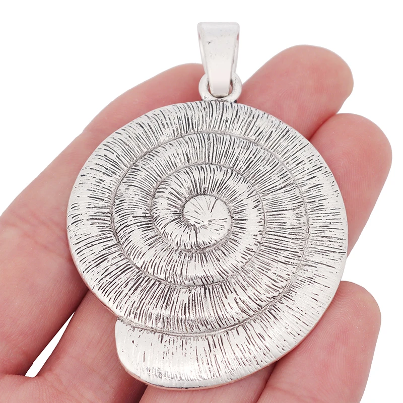 Подвески для ювелирных изделий из античного серебра, Большие Подвески в виде спиральной улитки, фурнитура для изготовления ожерелья размером x 48 мм