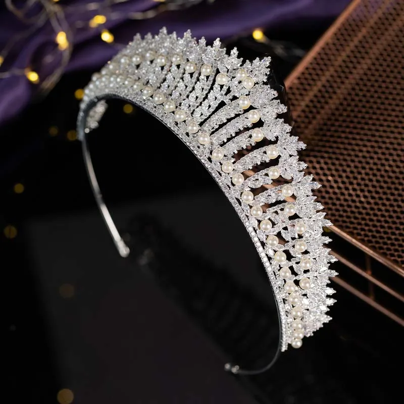 Elegant Bridal Wedding Tiara Classic Pearls Design Bridal Hair Accessories Anniversary Wedding Women Crown BC7215 Corona