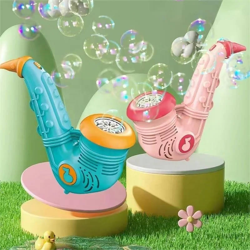 2024 New Design Electric Saxophone Toy Bubble Machine Blowing Fun Hand-held Bubble Kid Toys with Light