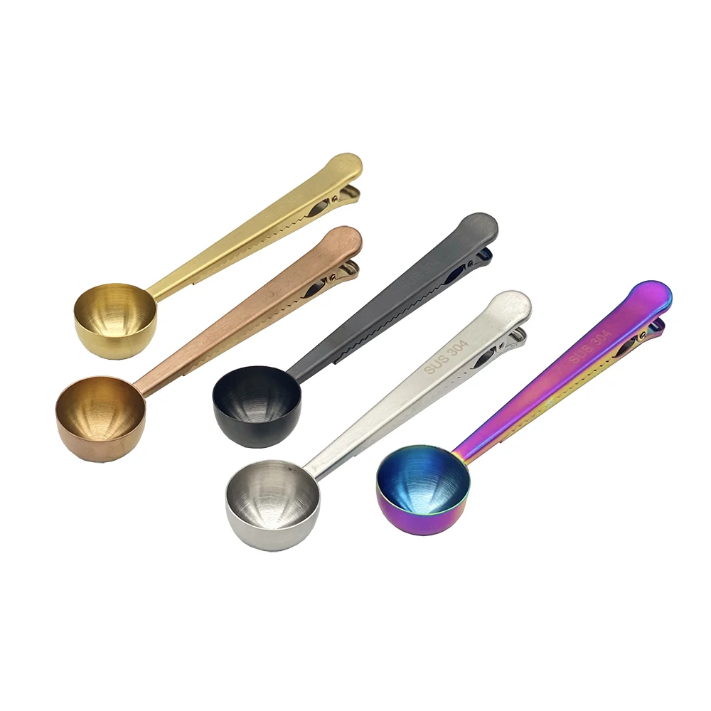 
Food Grade 18/10 Coffee Bean Measuring Scoop Spoon with Bag Clip 