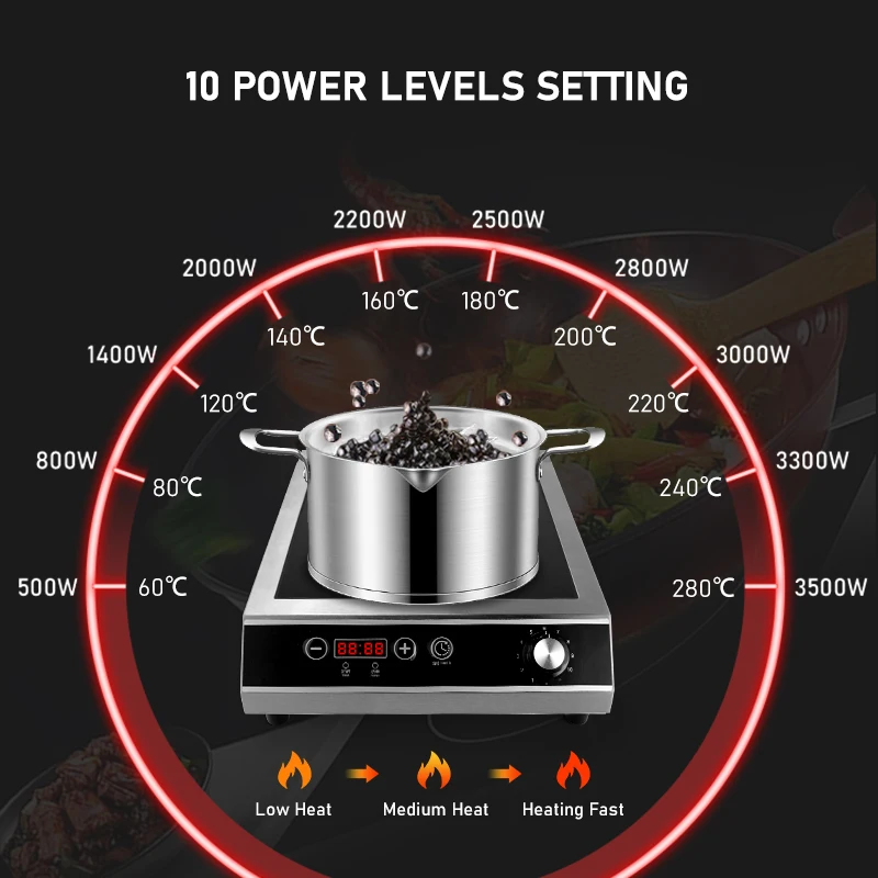2023 Electromagnetic Furnace Stove Intelligent Electric Commercial Induction Cooker High-speed 3500W Table OEM Stainless Steel