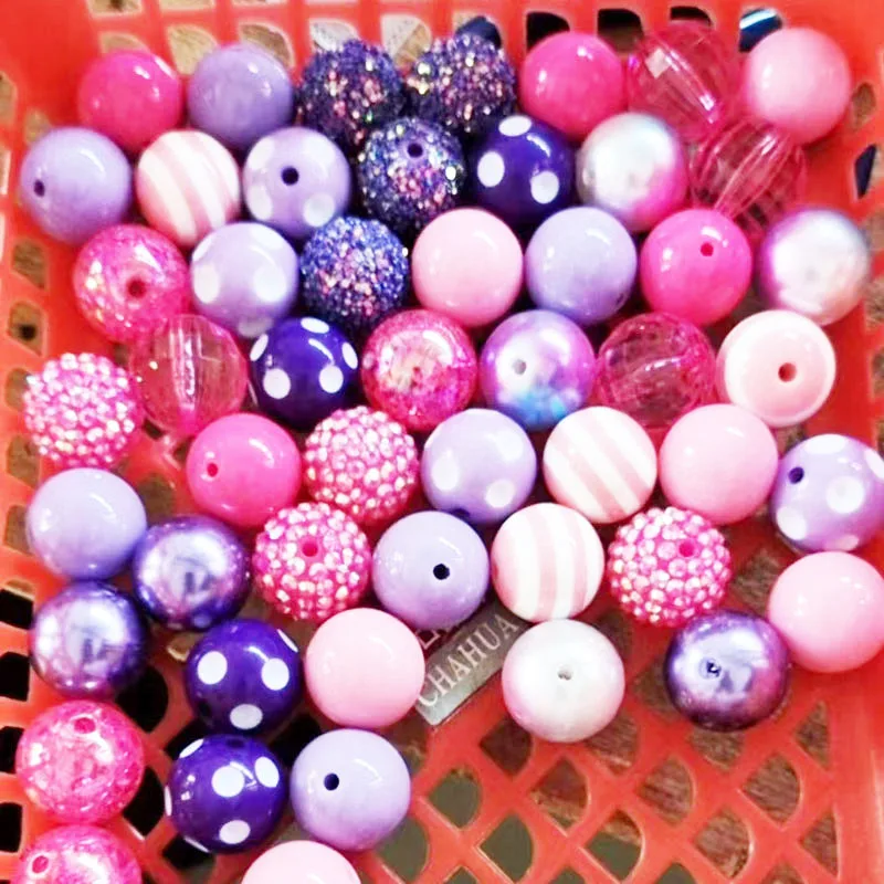 50pc/bag 20mm raninbow color round acrylic beads for jewelry making Mixed style chunky beads diy necklace bubblegum beads