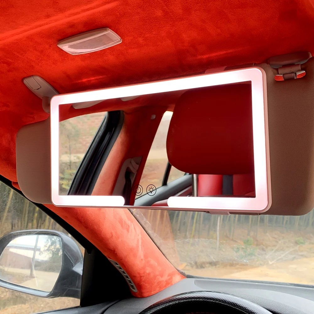 Rechargeable Travel Makeup Mirror Led Car Sun Visor Vanity Mirror With Lights