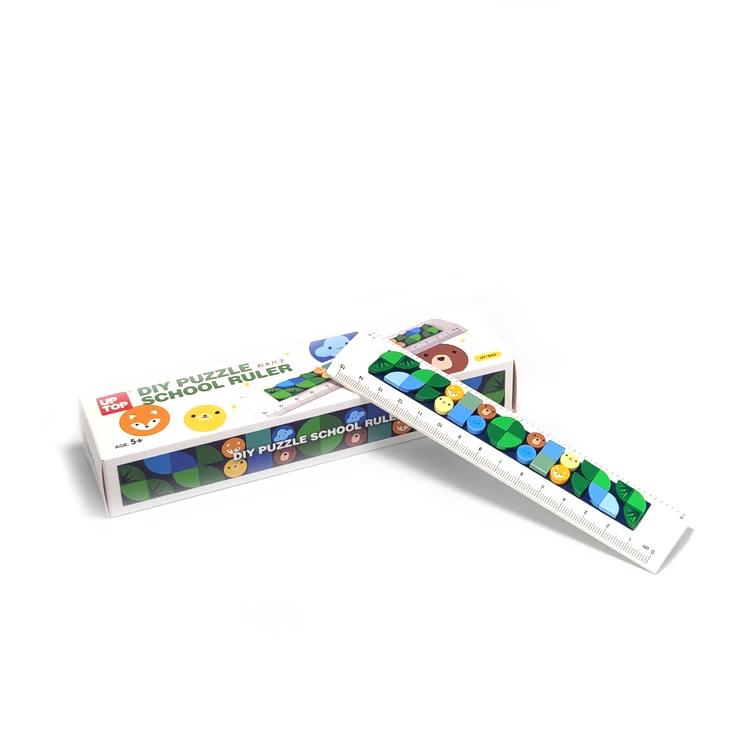 New arrivals products stationary wholesale square rulers cute DIY blocks set 15cm plastic scale Puzzles Ruler for school