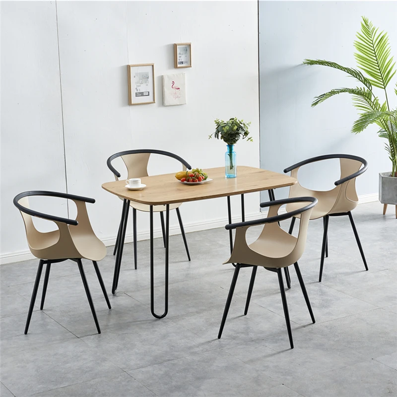 
Wholesale new design dining room furniture kitchen chair arm PP plastic dining chairs with black metal leg 