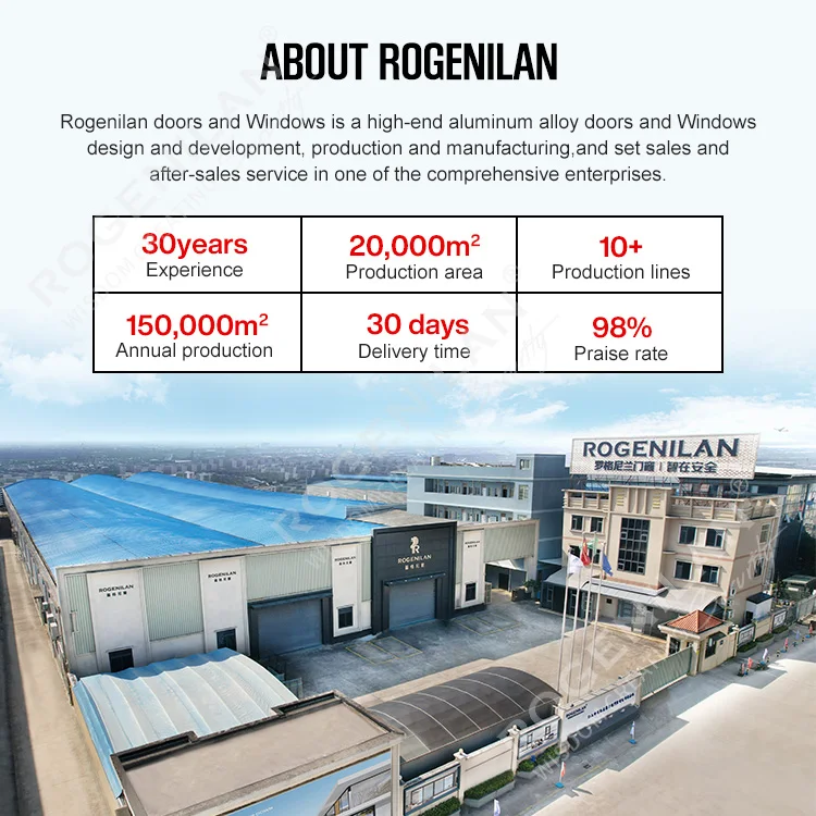 ROGENILAN American Black Color Mirror Design Sectional Aluminum Garage Door Modern Automatic Glass Garage Doors