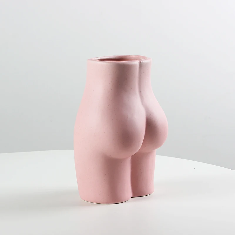 Ceramic Butt Flower Vase for Home Desktop Decoration Europe Style Creative Body Shape Art Vase