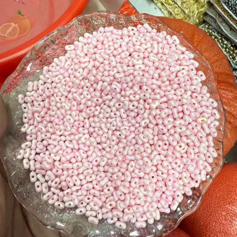 DIY candy 3*6mm transparent frosted gold powder peanut shape acrylic seed beads for jewelry making accessories wholesale DIY