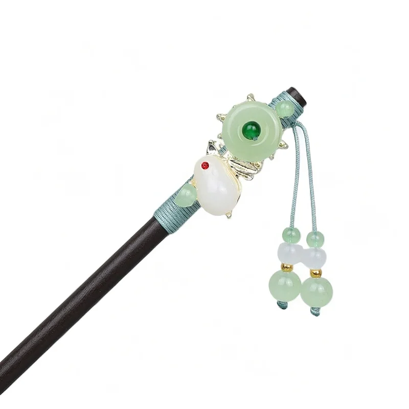 Baiyiyuan Straight Long Hair Buns Accessories Acetate Flower Women Wooden Hair Chopsticks Wood