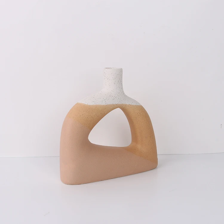 K&B custom antique hollow abstract design stone bud ceramic & porcelain vases for flowers home decor