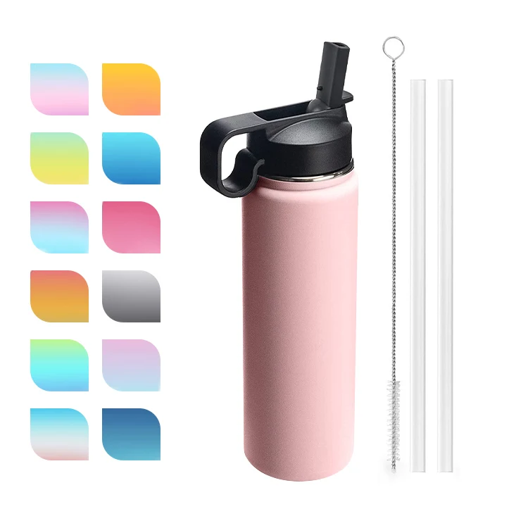 Лидер продаж Amazon, Изолированная бутылка для воды с двойными стенками из нержавеющей стали, металлическая бутылка для воды с широким горлышком и порошковым покрытием