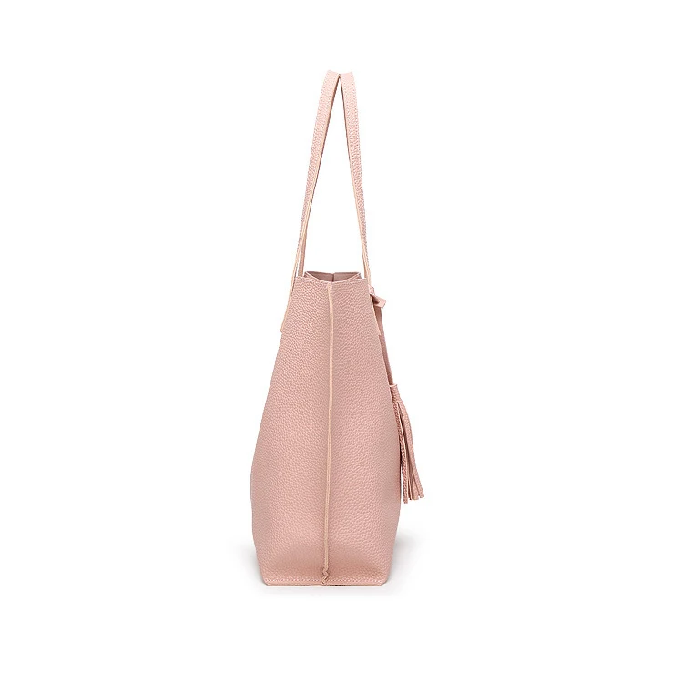 heavy duty extra large oversized leather tote bag plain synthetic pu leather ladies shoulder strap tote bag with tassel