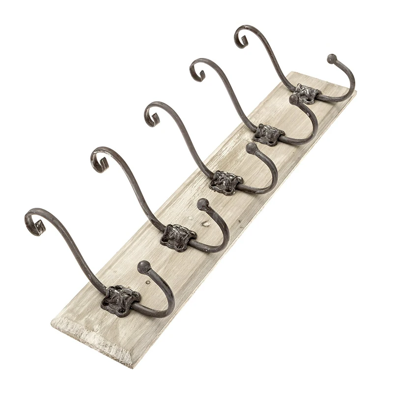 Fancy  oak wood wall mount  hanging double hooks to hang clothes