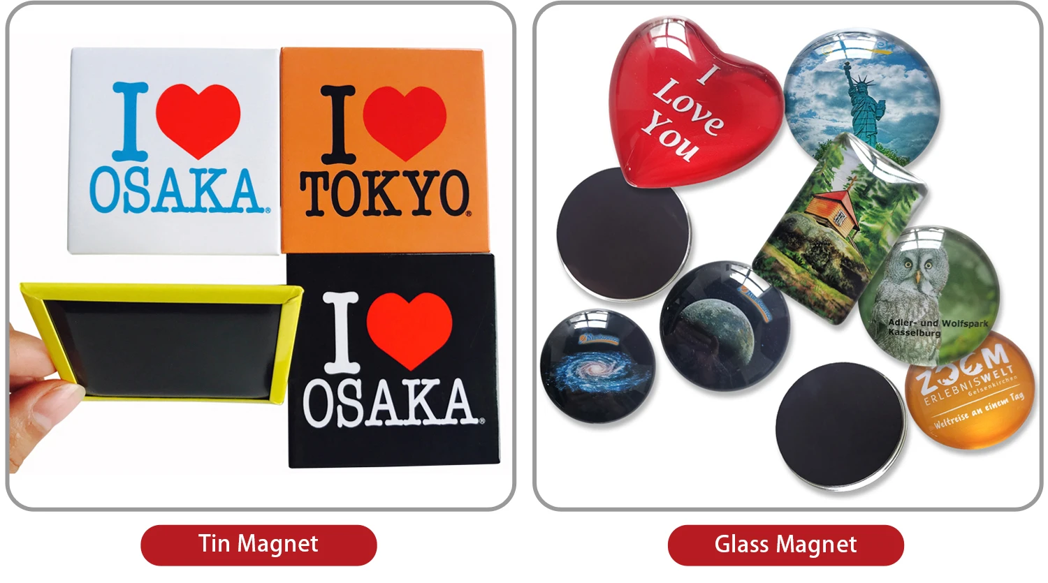 New Product Funy Door Magnetic Germany Souvenir Heart Cup Shaped Home aluminum foil Fridge Magnet