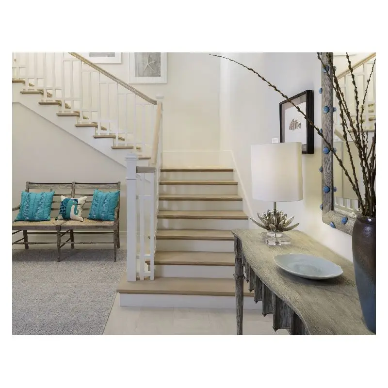 Ace Iron Straight Stairs Mono Stringer U Shape Straight Staircase Solid Wood Steps Timber Tread Stair Beech Wood Step