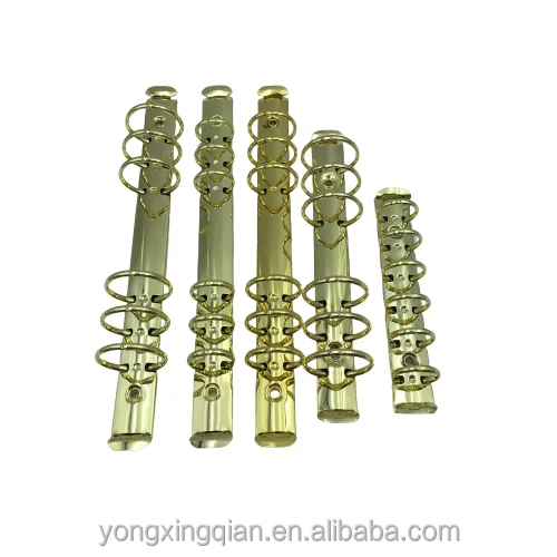 6 ring gold metal binder Custom A4 size A5 A6 hardware metal 6 ring binder mechanism gold for folder