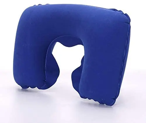 Custom printed logo U Shape Neck Back Air Cushion Pillow Outdoor Camping Travel Inflatable Pillow