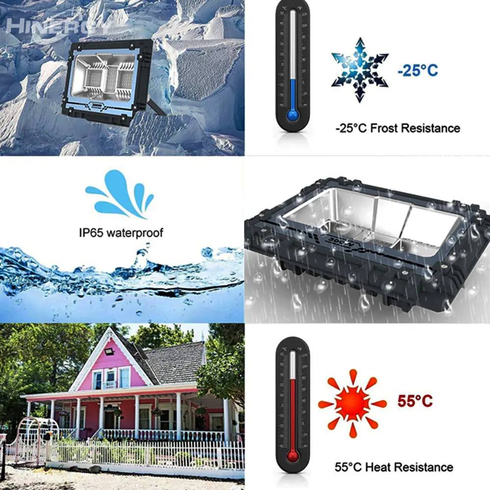 Hinergy Outdoor Floodlight Ip66 Waterproof 100w 200w 300w 400w 500w Led Solar Flood Light