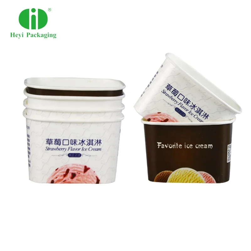 360ml Volume Square Paper Ice Cream Cups With Novel Design