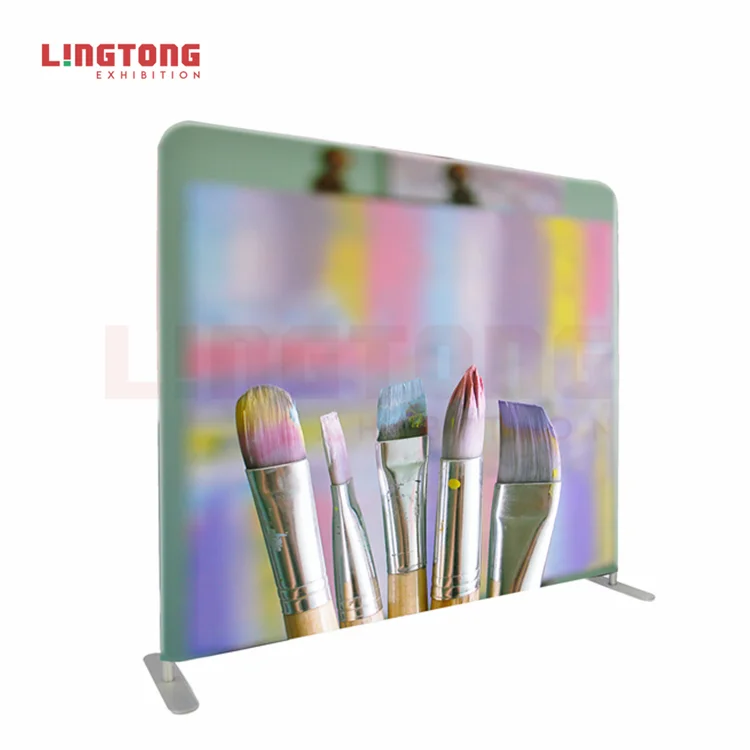 Lingtong Portable 8x8 Trade Show Square Pillow Case Tension Fabric Party Backdrop Stand For Decoration