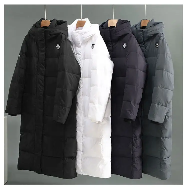 Factory Custom Men Long Over Knee Hooded 2024 New Hooded Sports Warm Training Down Puffer Jacket black