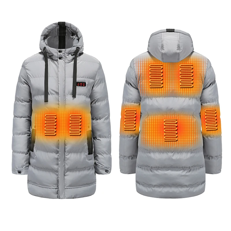 Smart Heated Down Jacket 100% Polyester Rechargeable Battery Fashion Heating Down Coat For Men