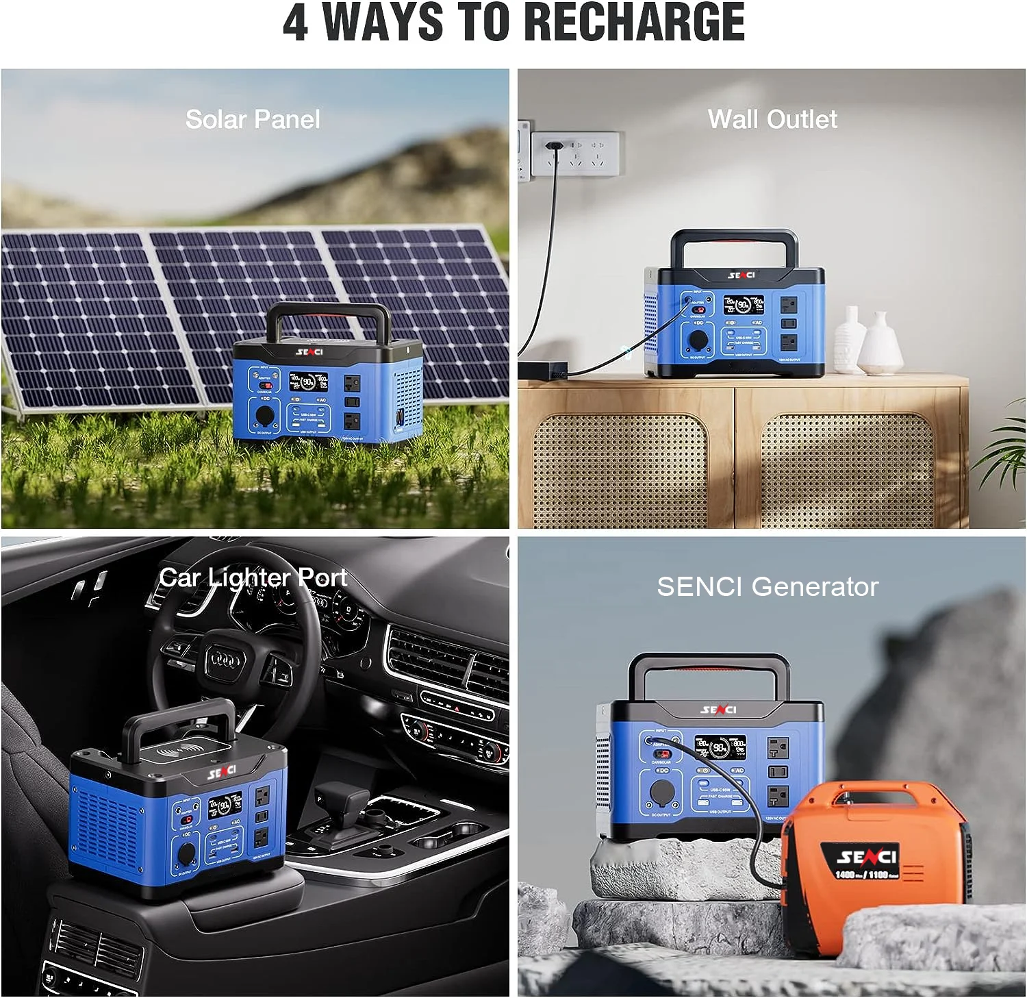 senci 600w AC output  DC input parallel output Power Bank backup 600W Rechargeable Electric Power Station power backup