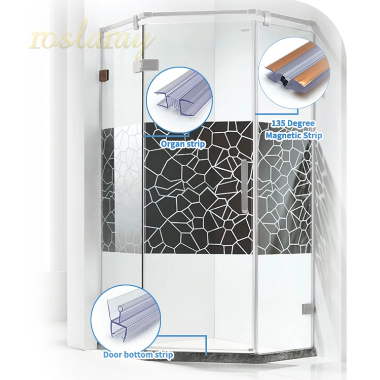 Shower Glass Sealing Strip Bathroom Door Toilet Waterproof and Windproof Tape Apposite Water Barrier Magnetic Suction