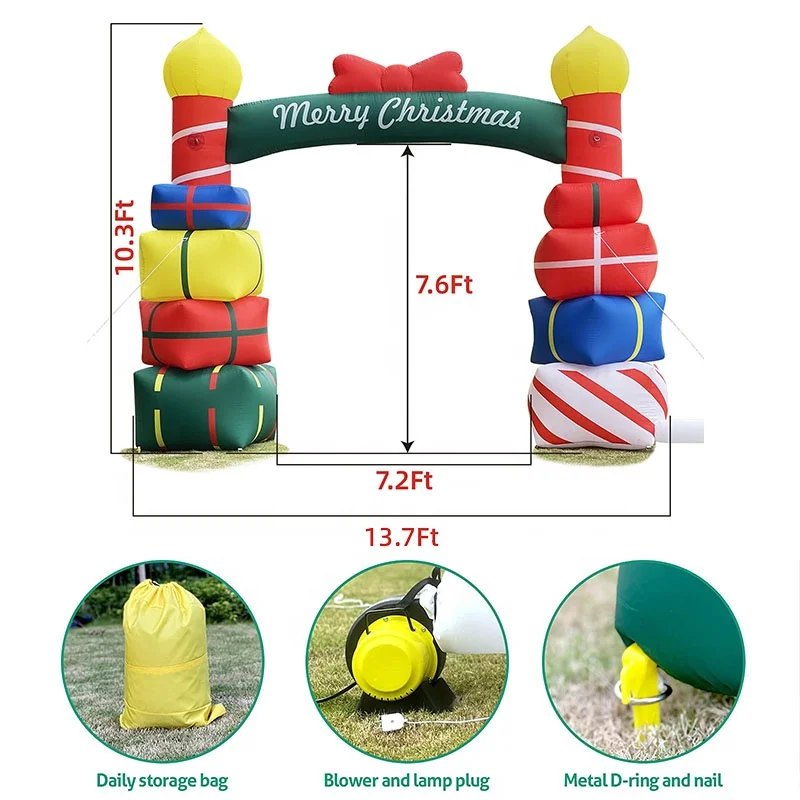 Christmas Giant Inflatable Arch 13.7ft X 10.3ft Outdoor Blow Up Advertising Yard Lawn Party Decoration Inflatable Archway