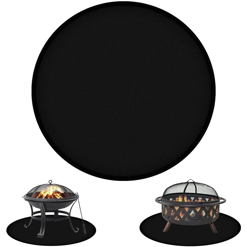 24 30 32 36 39 40 48 Inches Round Fireproof Fire Pit Mat with Aluminium Foil for Patio Deck Lawn Grass Iron Outdoor