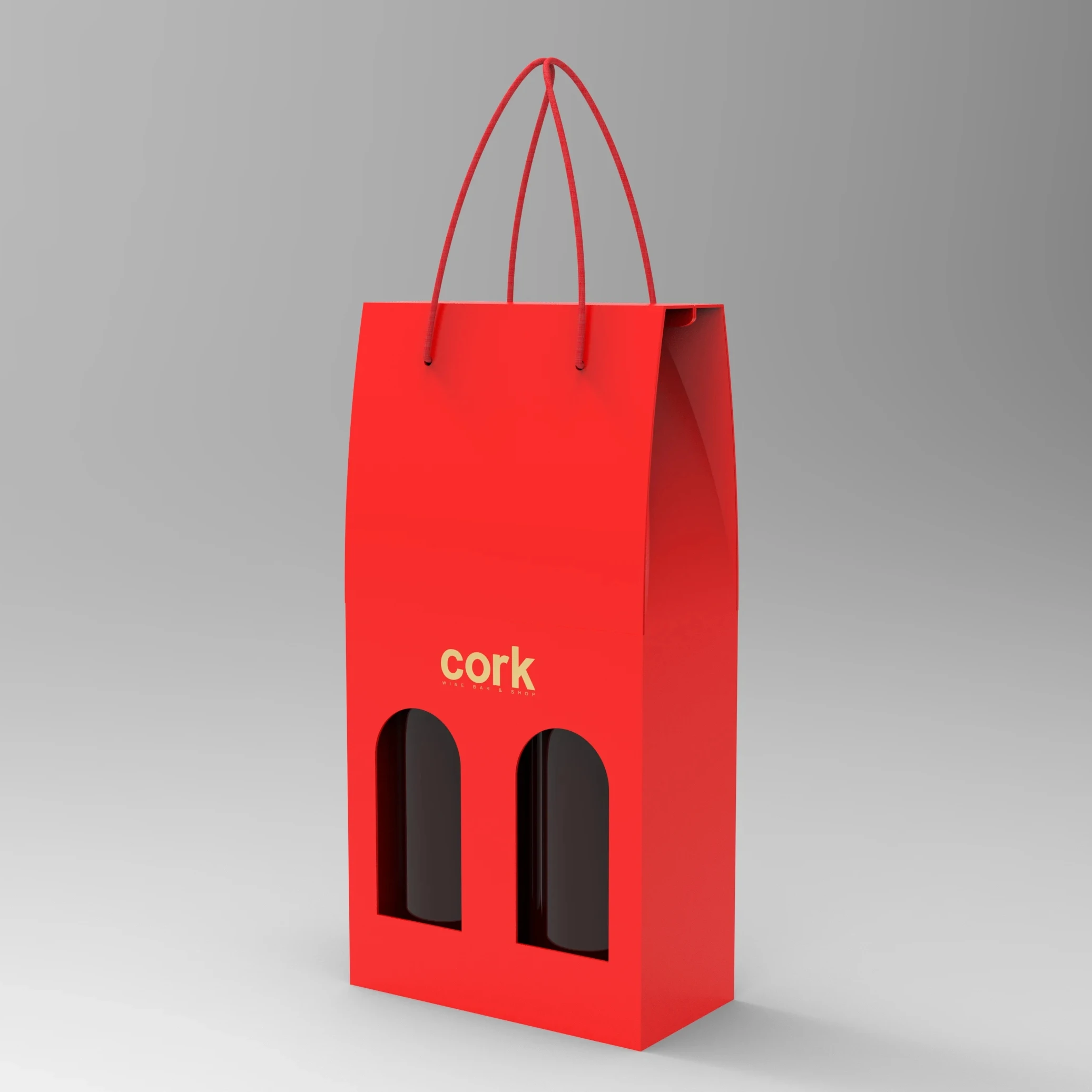 High Quality Custom Handle Portable 750ml Single Double Window Gift Corrugated Paper Red Wine Box