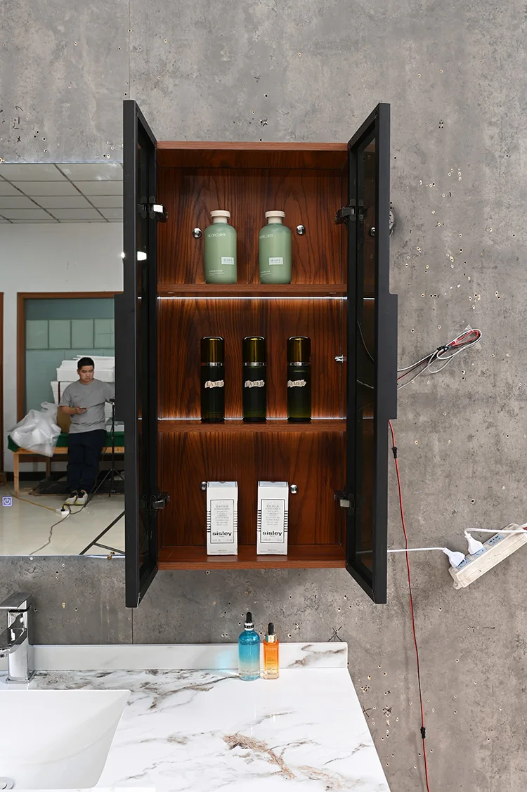 PVC NEW modern side cabinet hotel LED lighted mirror bath room vanity