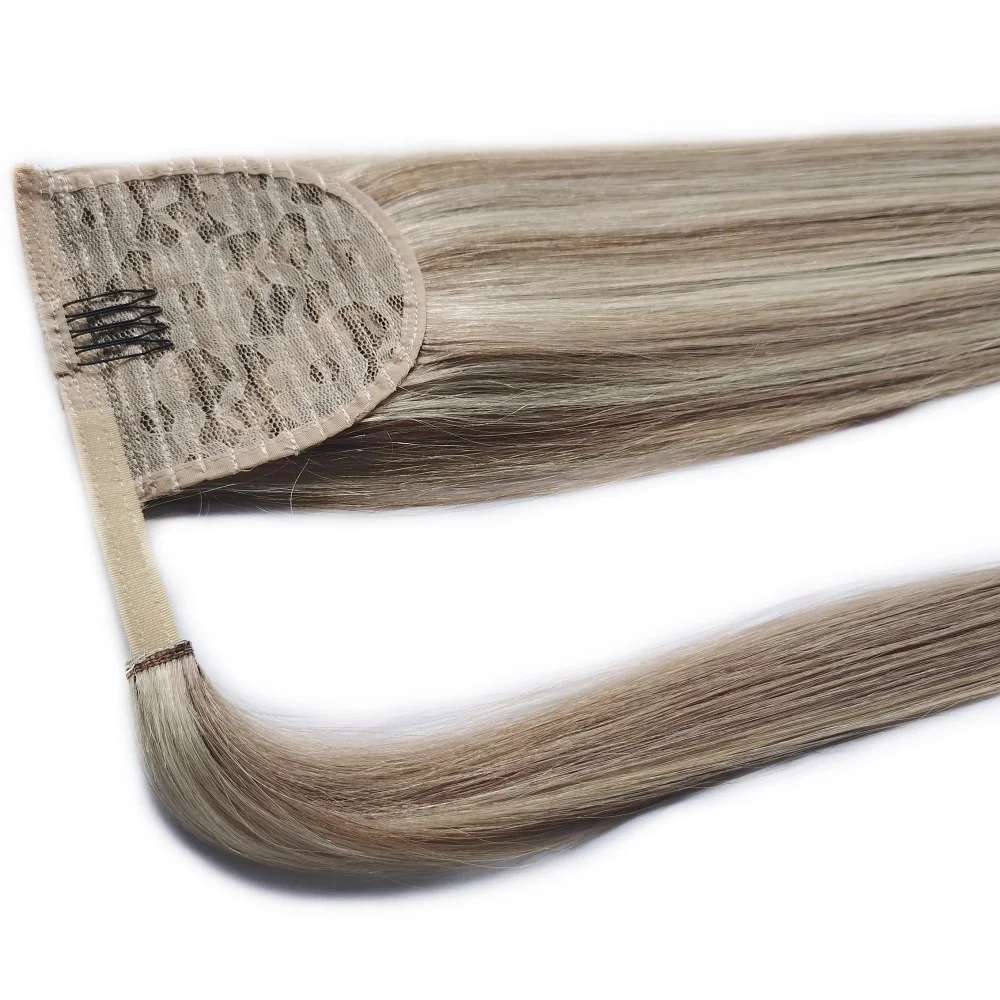 Wholesale Factory Top Quality Colored Natural Human Remy Hair Wrap Around Ponytail Hair Extension Mixed Piano color