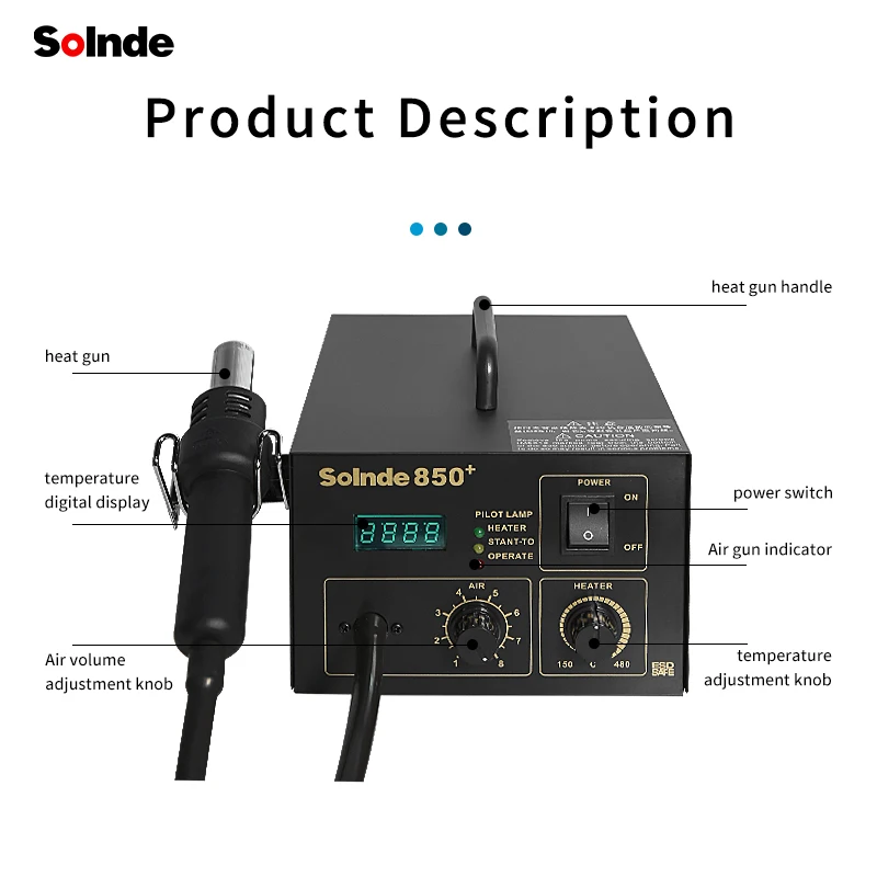 SLD-850+ Digital Rework Soldering Station With Hot Air Gun station de soudure a air chaud Smd Bga Rework Station Hot Air