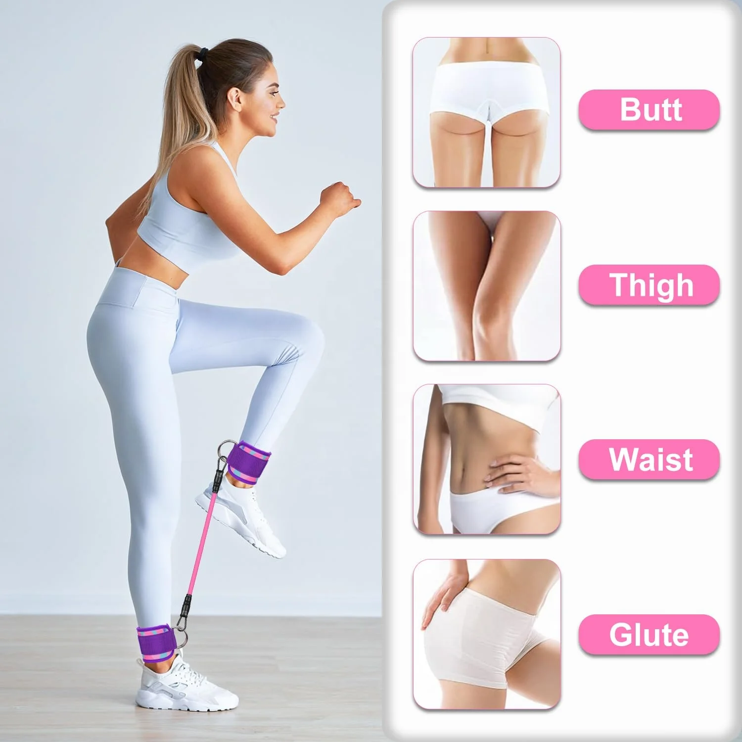 Wholesale High Quality Yoga Resistance Tube Training Elastic Rubber Latex Material Booty Ankle Resistance Bands With Cuffs