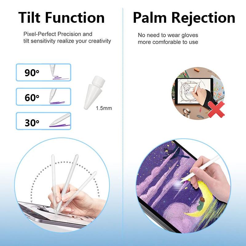 YKSong Smart Stylus Pen for ipad (2018 and later), Magnetic attraction  function, wireless Active stylus with palm rejection