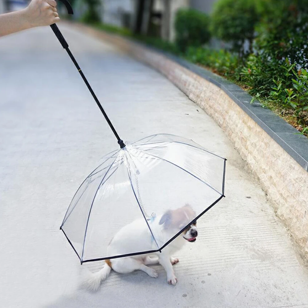 2021 New Product Custom Logo Printing Transparent Pet Umbrella Transparent Umbrella for Dog