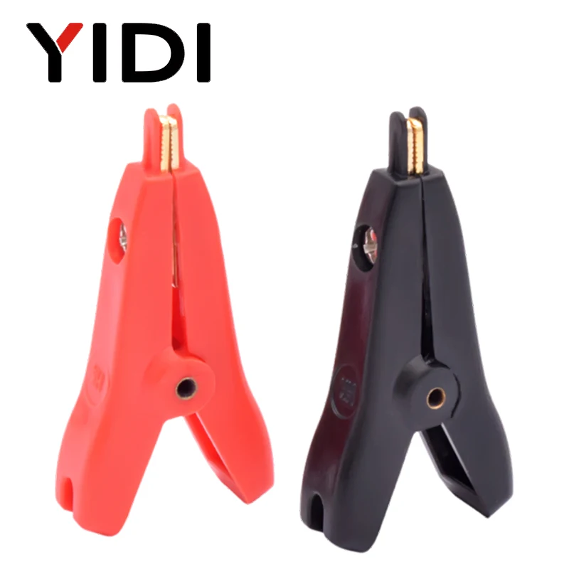 Red Black Small Flat Battery Copper Jumper Cable Insulated Kelvin Alligator Spring Test Clip Leads Electrical Crocodile Clamp 5A