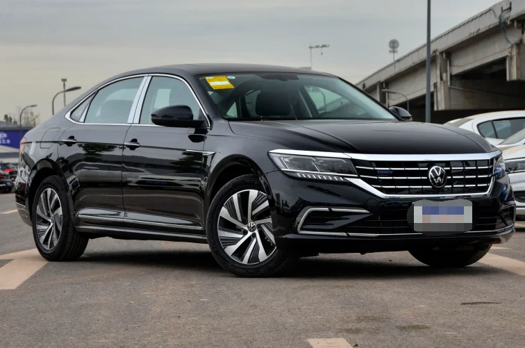 A brand-new export of black hybrid used cars driving at high speed EV