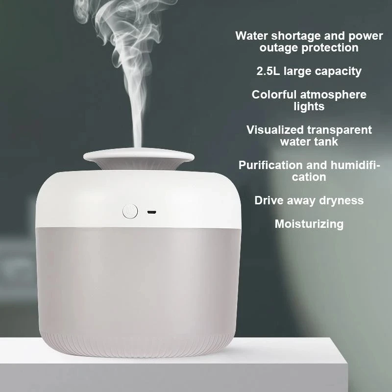 USB Aroma Diffuser Air Humidifier 2.5L High Capacity Ultrasonic Cool Mist Maker Fogger Essential Oil Diffuser With LED Lamp
