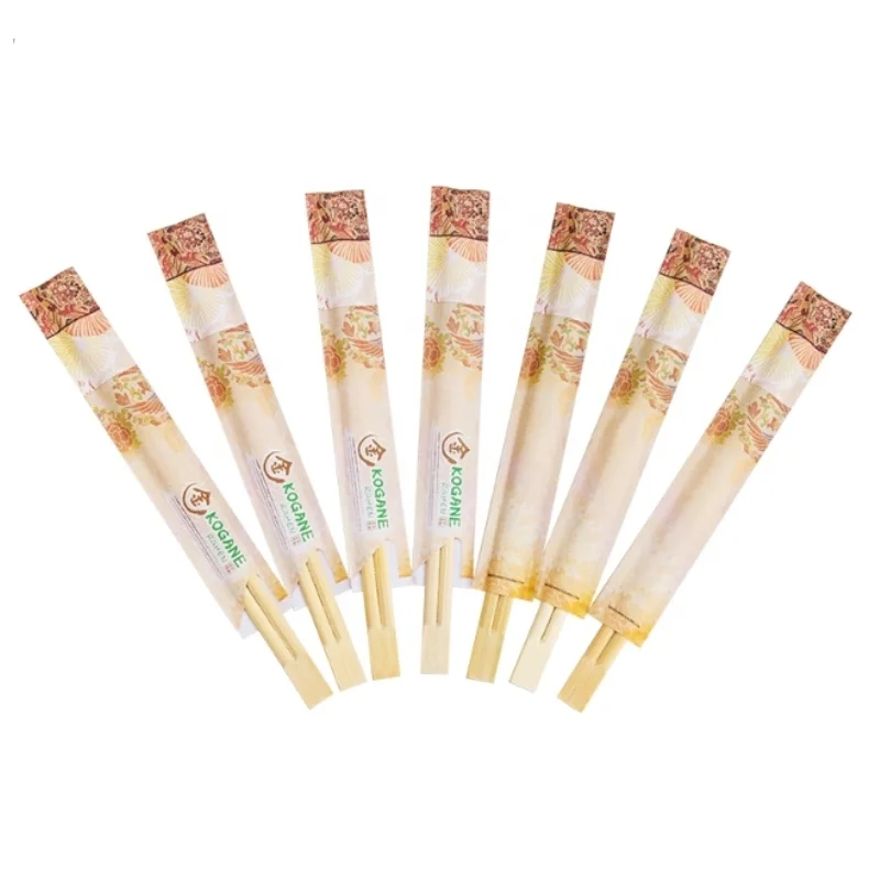 Bamboo tensoge sushi chopsticks with paper sleeve for Japanese restaurant disposable used