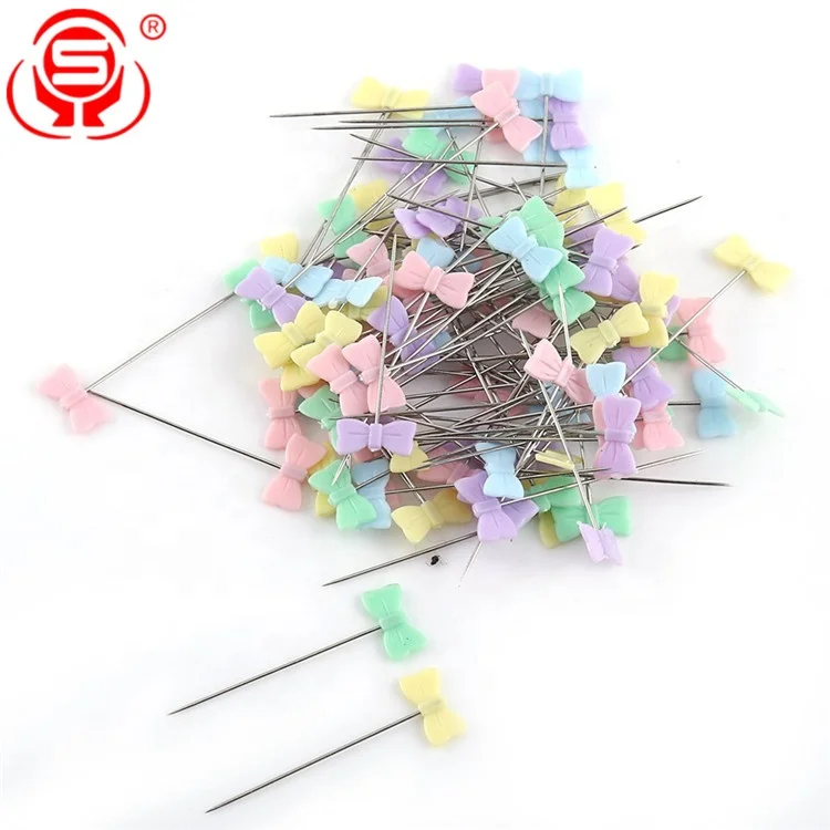 
100 Pieces Bow Tie Shaped Flower Head Pins Flat Head Straight Pins for Sewing Quilting 