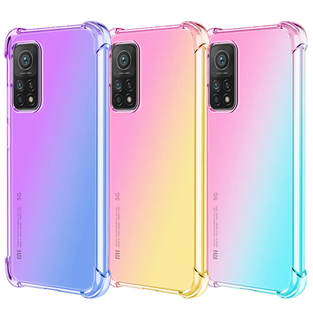 Gradient Color TPU Case for Xiaomi Mi 10T Pro Airbag Silicon Gel Shockproof Case for Xiaomi Poco M3 X3 NFC For Redmi Note 9 K30