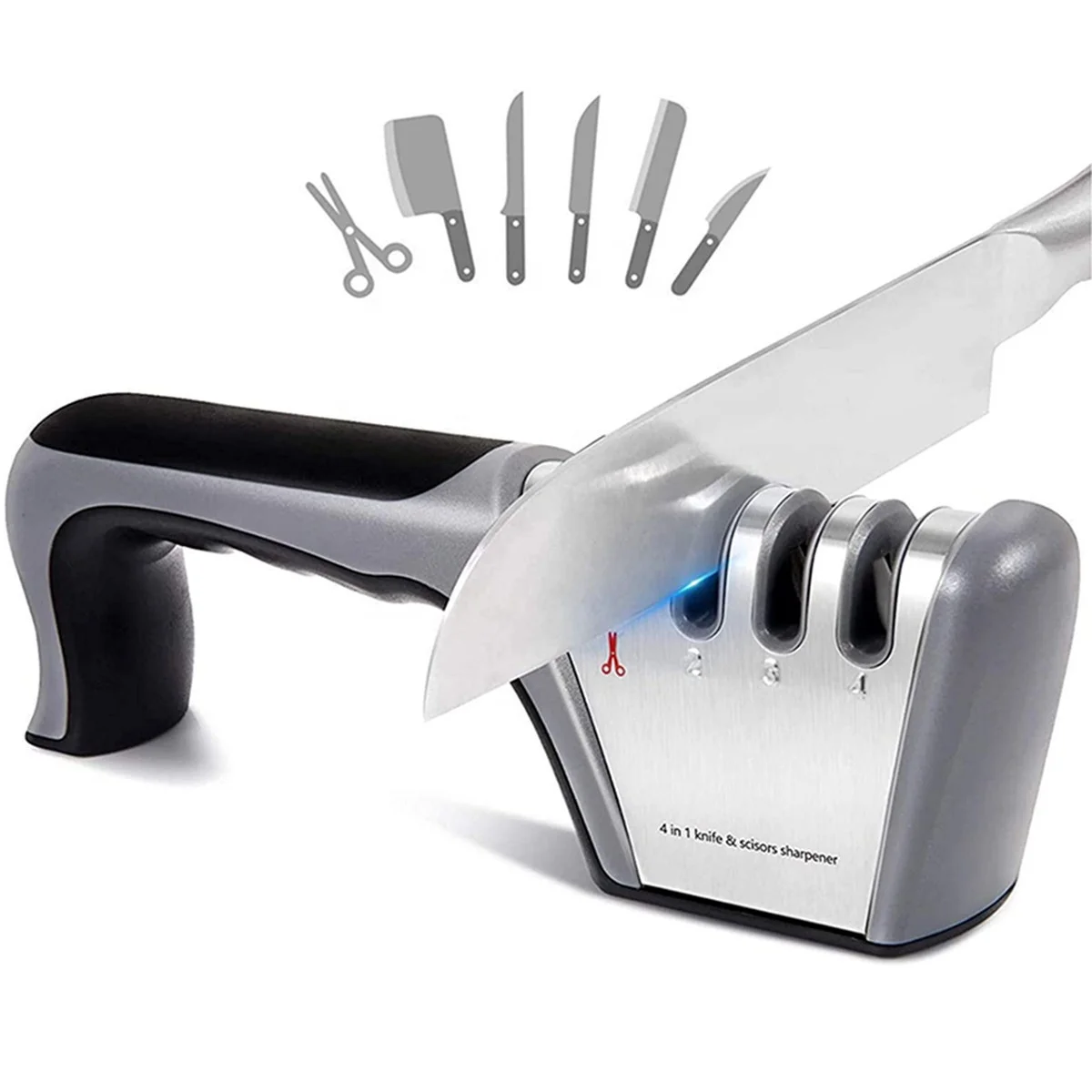 Best Kitchen 4-in-1 Knife Sharpener Really Works for Steel Knives Scissors
