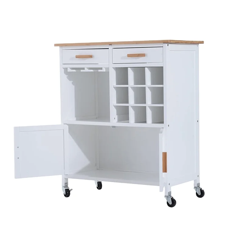 Island Storage Kitchen Cart Trolley With Wheel