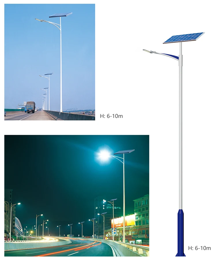 Street light pole arm solar smart light pole white black hot steel wall surface suit