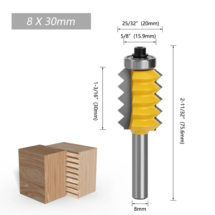 Shank Finger Joint Glue Milling Cutter fresa Raised panel V joint Router Bit set for Woodworking Cone Tenoning Bit