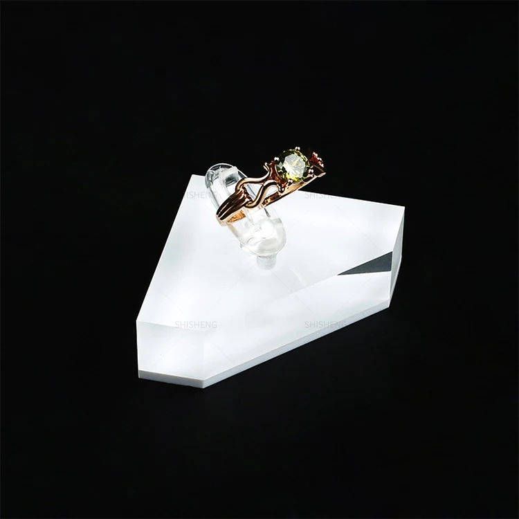 SHI SHENG High Quality White Triangle Clear Acrylic Ring Clips Display Holder for Jewelry Display Stand Photography Props