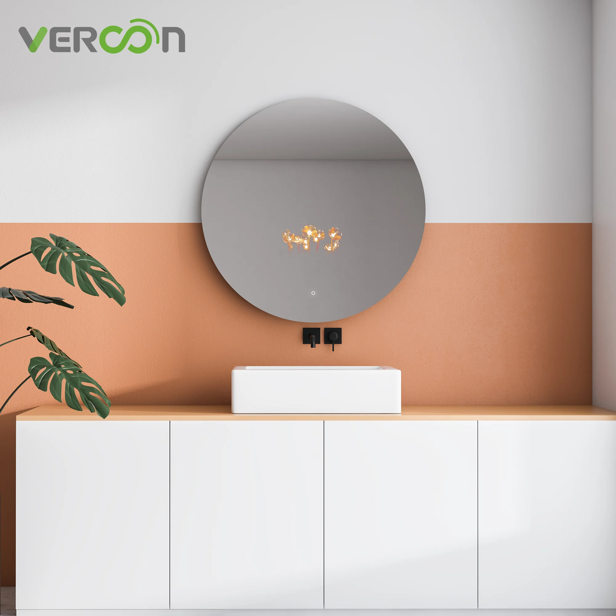 Vercon hot sell smart mirror Factory direct sales round frameless android backlit led backlit smart mirror
