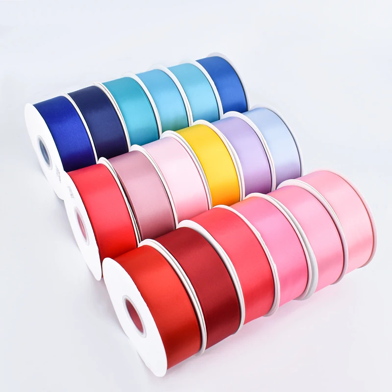 Factory Wholesale Christmas Solid Color Recycled 100% Polyester  38mm Single/ Double Sided Satin Ribbon DIY Eternal Rose Flower